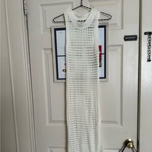 white crochet cover up